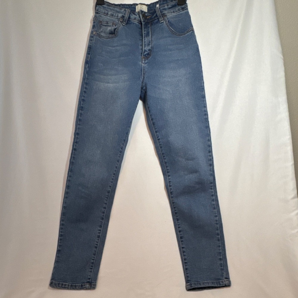 Cotton On Women's Skinny Jeans Blue Denim High Rise Slim Fit Button Zip Pockets
